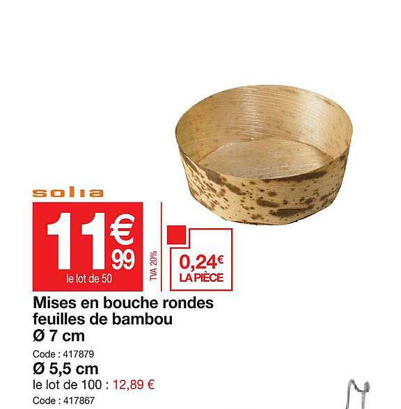 mises en bouche ronde feuilles de bambou