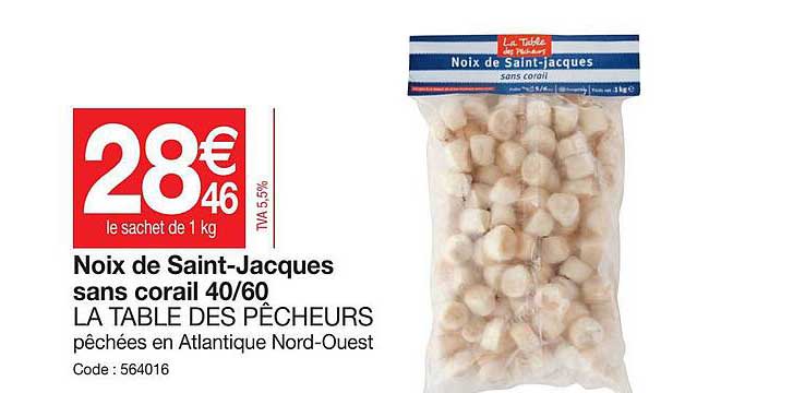 noix de saint-jacques sans corail 40-60 la table des pêcheurs