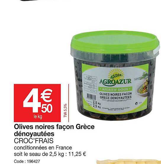 olives noires façon grèce dénoyautées croc'frais
