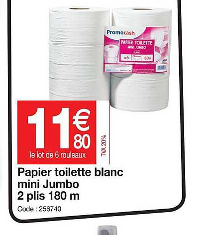papier toilette blanc mini jumbo 2 plis 180 m