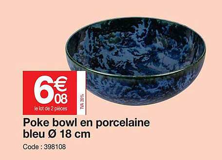 poke bowl en porcelaine bleu ø 18 cm