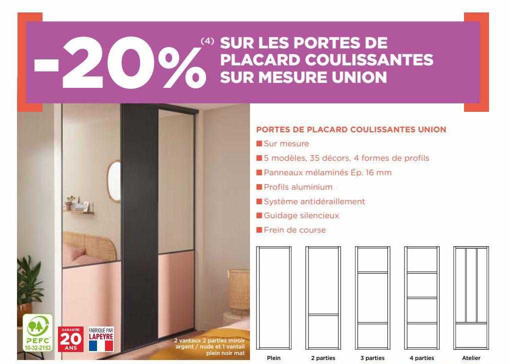 portes de placard coulissantes sur mesure union