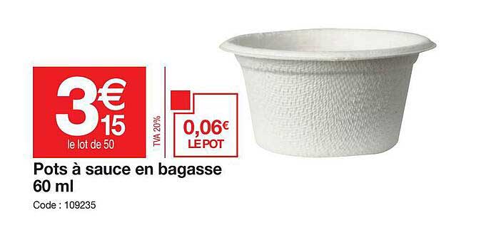 pots à sauce en bagasse 60 ml