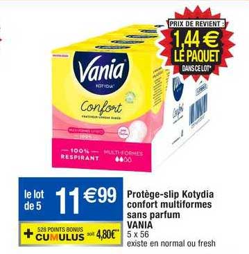 protège-slip kotydia confort multiformes sans parfum vania