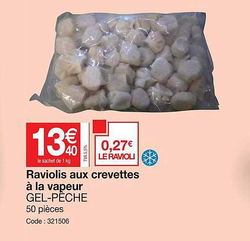 raviolis aux crevettes à la vapeur gel-pêche