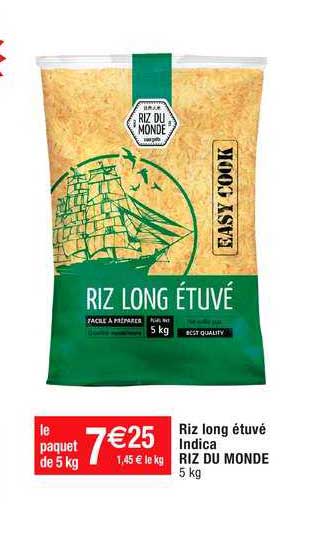riz long étuvé indica riz du monde