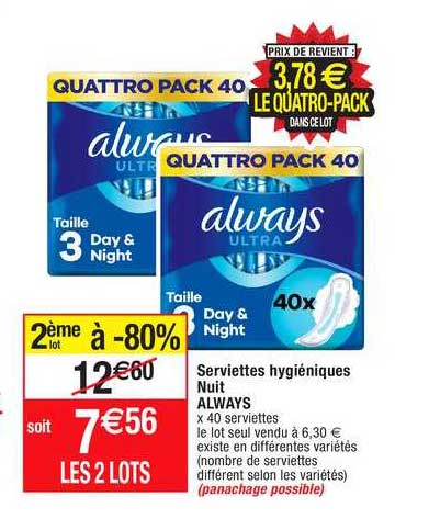 serviettes hygiéniques nuit always