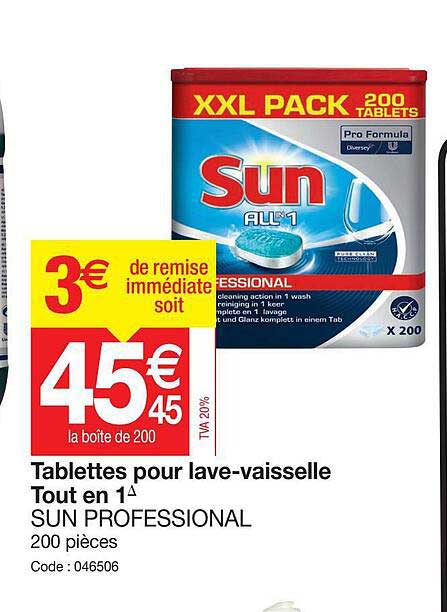 tablettes pour lave-vaisselle tout en 1 sun professional