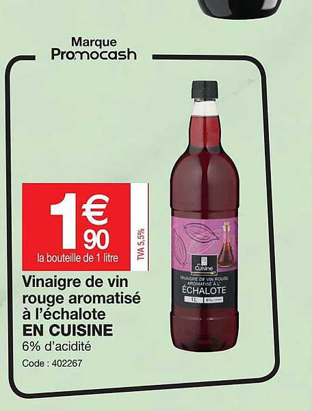 vinaigre de vin rouge aromatisé à l'échalote en cuisine