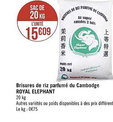 Brisures De Riz Parfumé Du Cambodge Royal éléphant