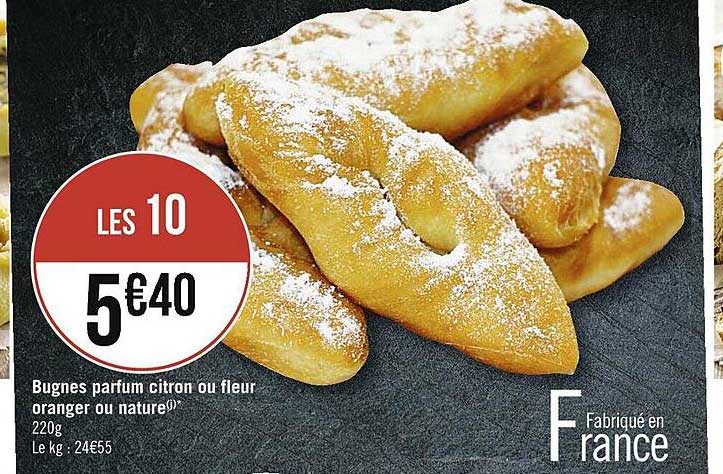 bugnes parfum citron ou fleur oranger ou nature
