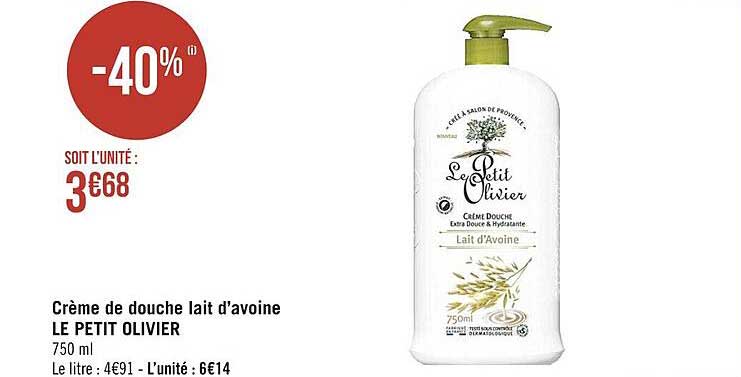 crème de douche lait d'avoine le petit olivier