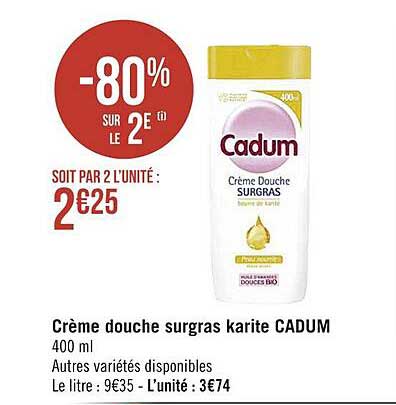 crème douche surgras karité cadum