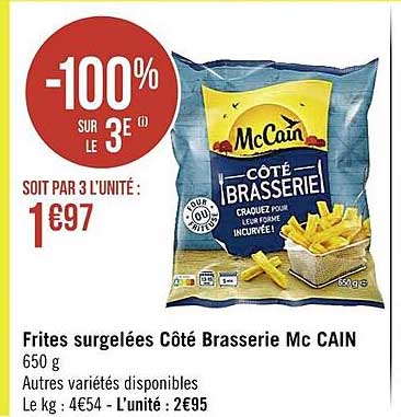 frites surgelées côté brasserie mc cain