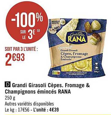 Grandi Girasoli Cèpes, Fromage & Champignons émincés Rana