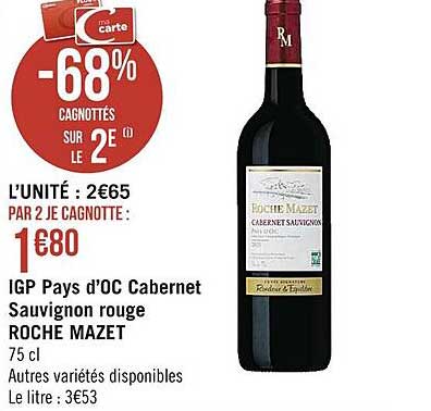 igp pays d'oc cabernet sauvignon rouge roche mazet