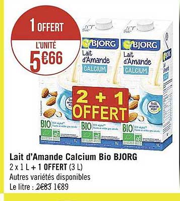 lait d'amande calcium bio bjorg