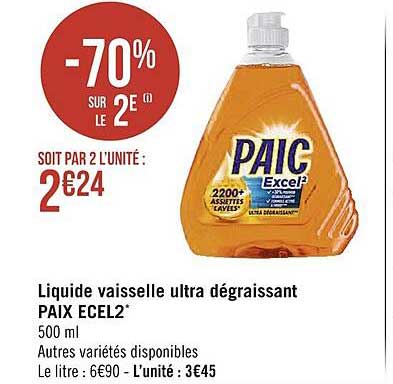 liquide vaisselle ultra dégraissant paix excel2