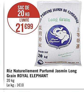 riz naturellement parfumé jasmin long grain royal éléphant