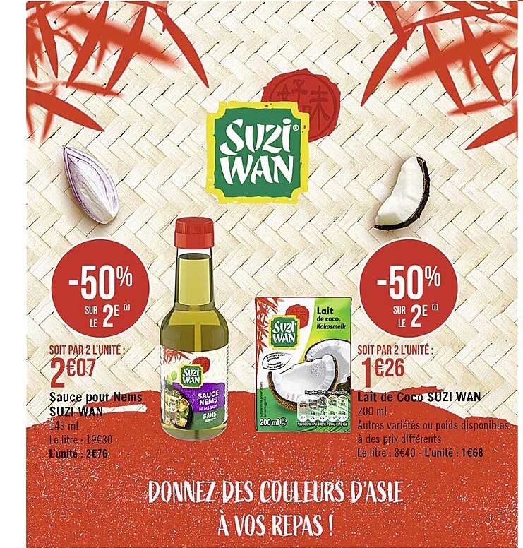 sauce pour nems suzi wan, lait de coco suzi wan