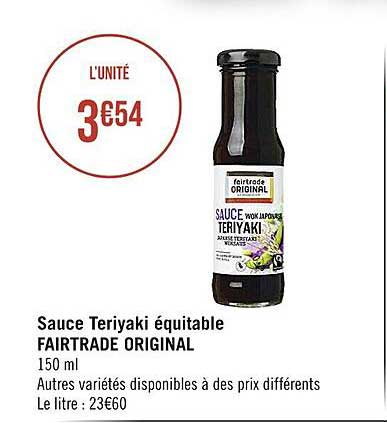 sauce teriyaki équitable fairtrade original