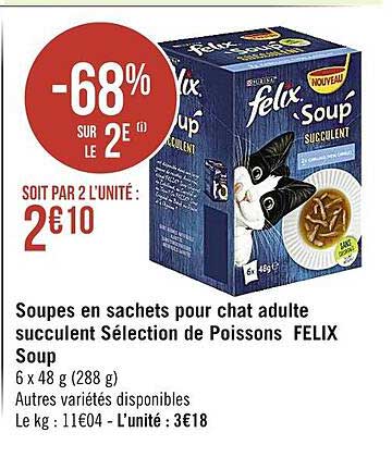 soupes en sachets pour chat adulte succulent sélection de poissons felix soup