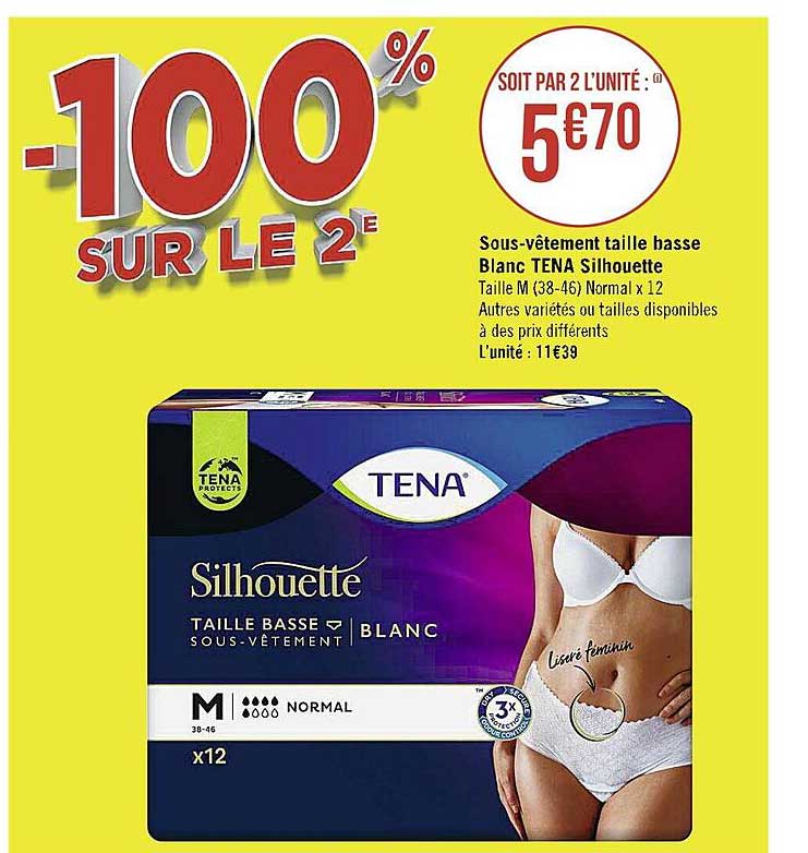 sous-vêtement taille basse blanc tena silhouette