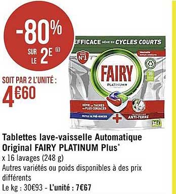 tablettes lave-vaisselle automatique original fairy platinum plus