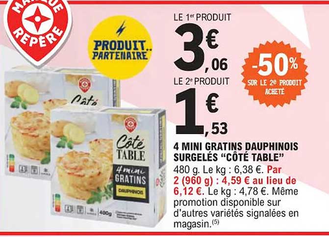 4 mini gratins dauphinois surgelés "côté table"