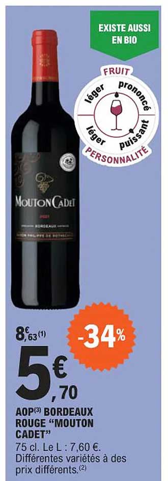 aop bordeaux rouge "mouton cadet"