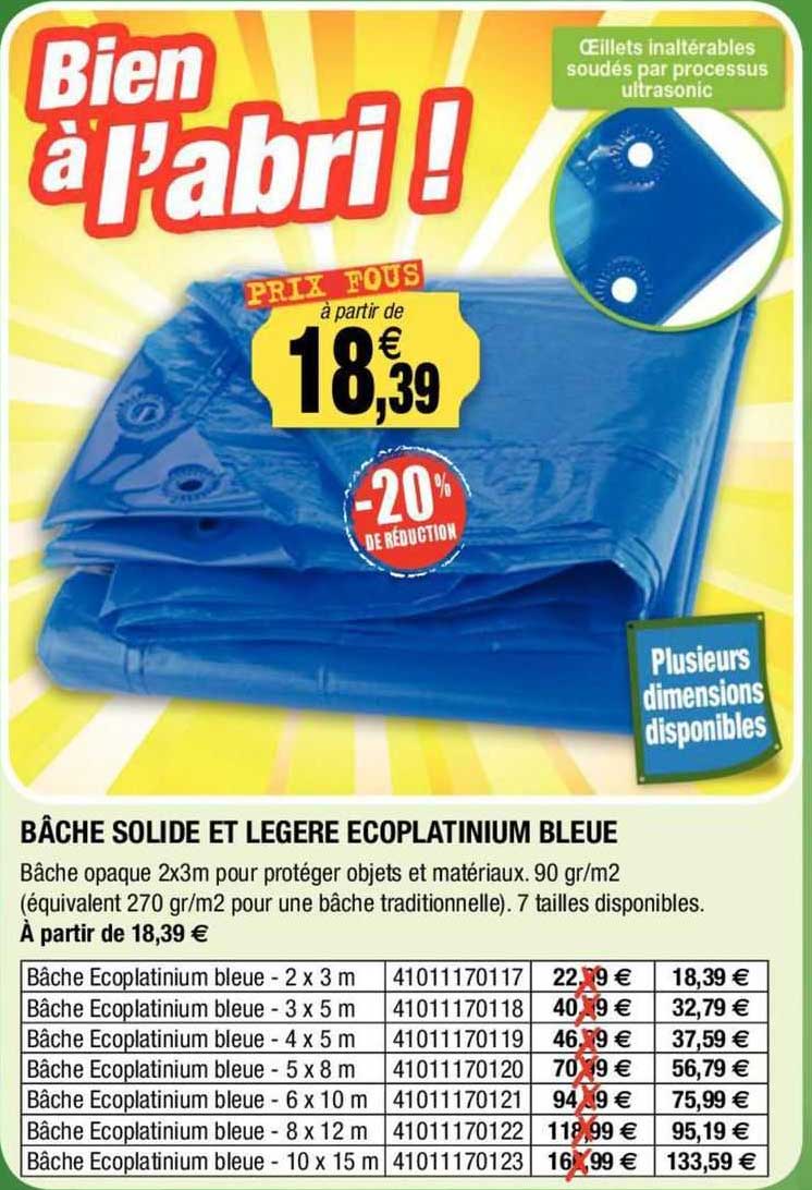 Bâche Solide Et Légère Ecoplatinium Bleue