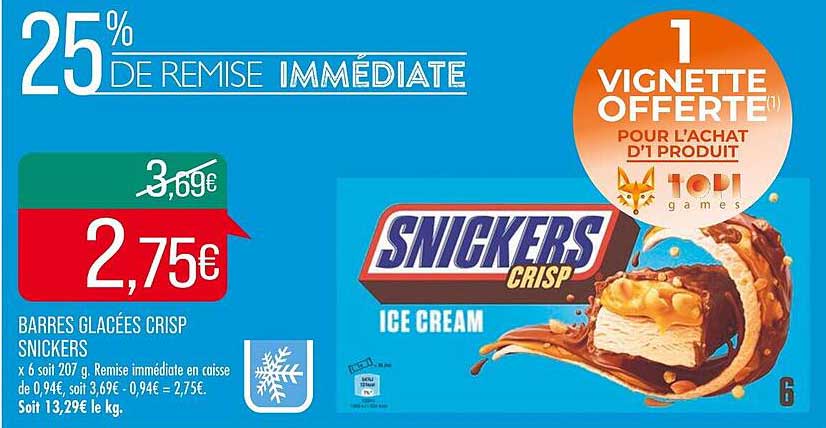 Barres Glacées Crisp Snickers