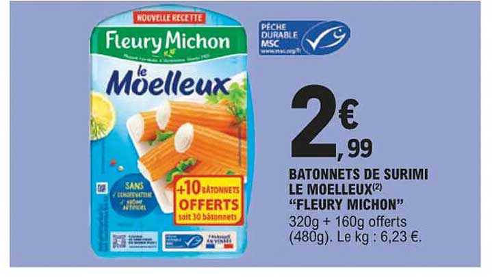 bâtonnets de surimi le moelleux  "fleury michon"