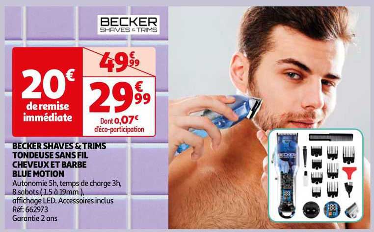 becker shaves & trims tondeuse sans fil cheveux et barbe blue motion