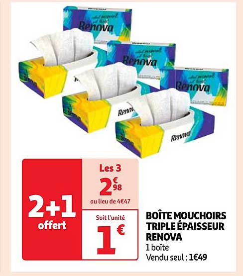 Boîte Mouchoirs Triple épaisseur Renova