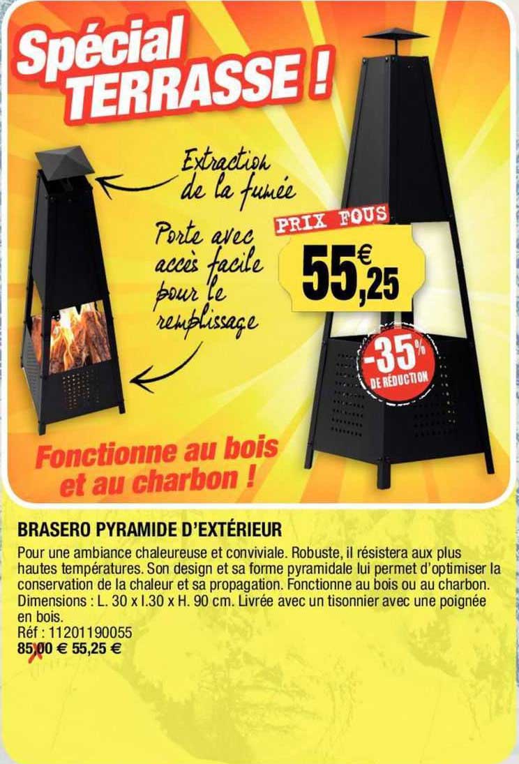 brasero pyramide d'extérieur