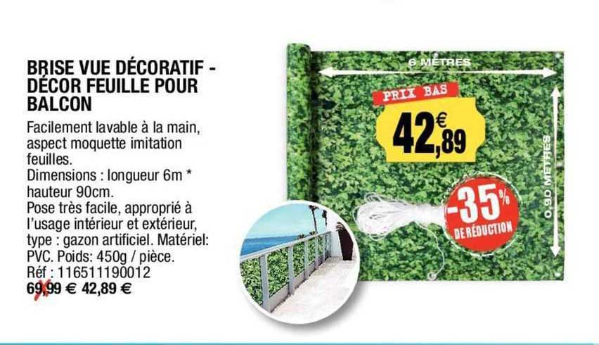 Brise Vue Décoratif - Décor Feuille Pour Balcon