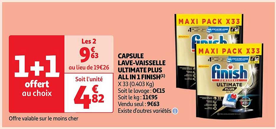 capsule lave-vaisselle ultimate plus all in 1 finish