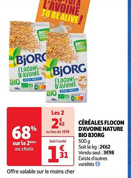 Céréales Flocon D'avoine Nature Bio Bjorg