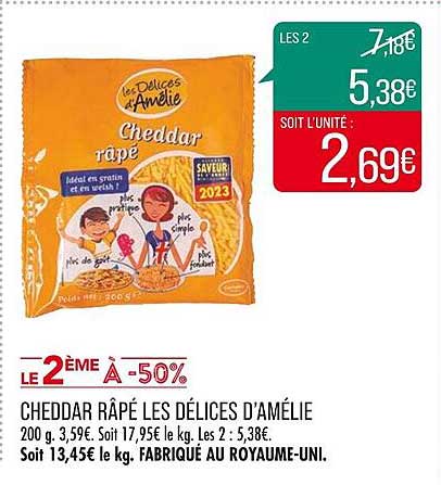 Cheddar Râpé Les Délices D'amélie
