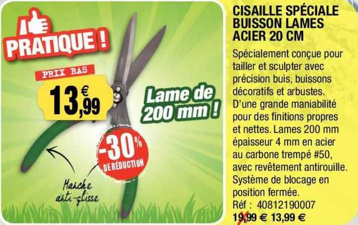 Cisaille Spéciale Buisson Lames Acier 20 Cm