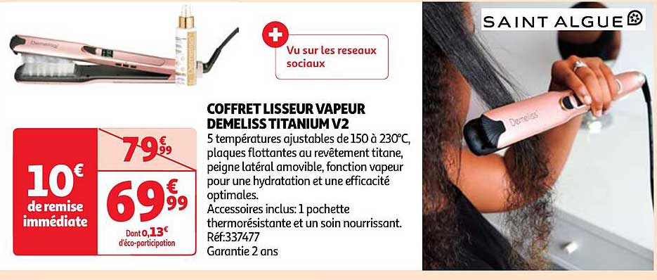 coffret lisseur vapeur demeliss titanium v2 saint algue
