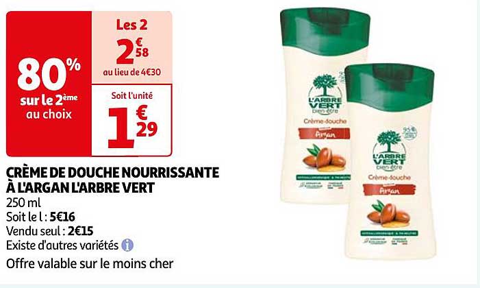 Crème De Douche Nourrissante à L'argan L'arbre Vert