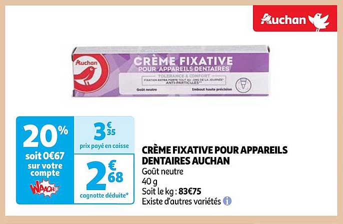 crème fixation pour appareils dentaires auchan