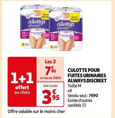 culotte pour fuites urinaires always discreet