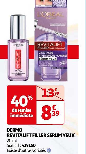 dermo revitalift filler sérum yeux