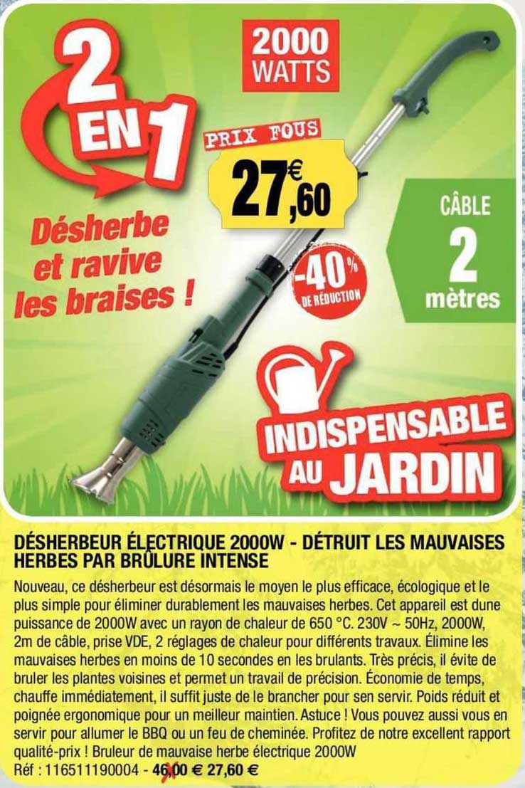 désherbeur électrique 2000w -détruit les mauvaises herbes par brûlure intense