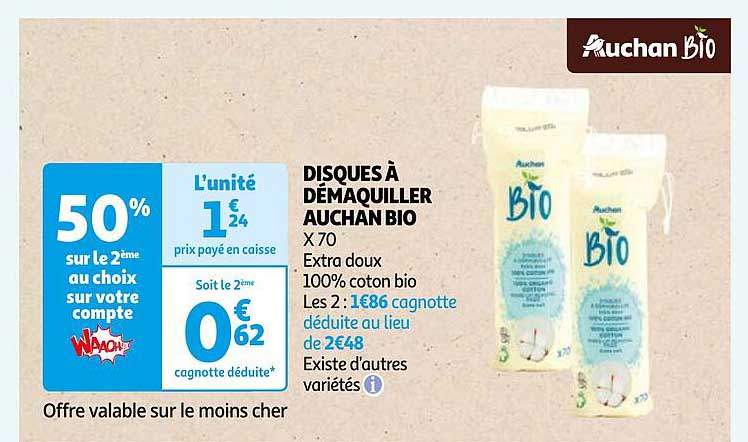 Disques à Démaquiller Auchan Bio