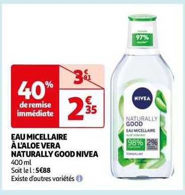 eau micellaire à l'aloe vera naturally good nivea