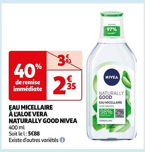 eau micellaire à l'aloé vera naturally good nivea